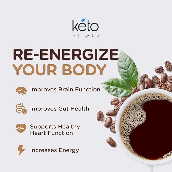 Keto Vitals Instant Keto Coffee Powder - Low-Calorie Sweetened Coffee Packets, Single Serve - Instant Mix in Original, Vanilla, & Mocha Flavors - 30 Count