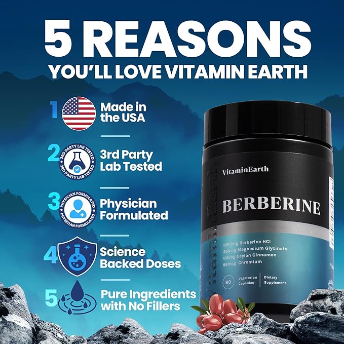 Berberine Supplement Complex 1000mg, Ceylon 90 Capsules