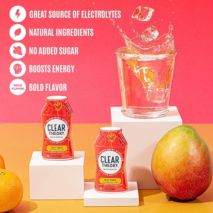 Clear Theory Water Flavoring Drops, Electrolytes Drink Mix, Water Enhancer Liquid, Flavored Hydration for Kids, Vegan, Gluten Free, Low Calories, Stevia, Variety Pack, 3 Pack, 1.62 Fl Oz Bottles