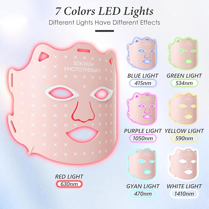 Red Light Therapy Mask for Face, 7 Colors