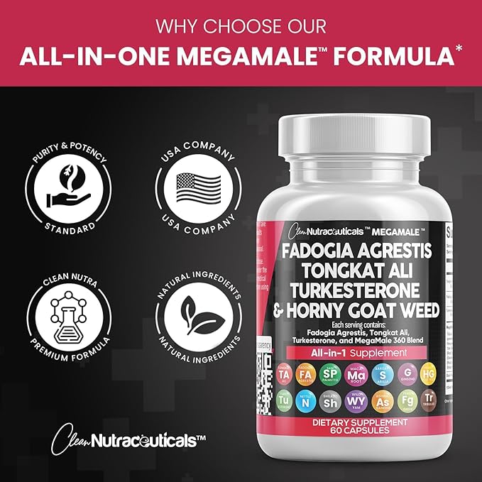 Fadogia Agrestis 5000mg Tongkat Ali 25000mg 5000mg Supplement 60 Count