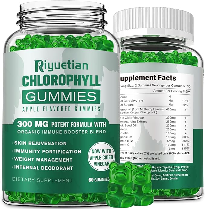 Sugar Free Chlorophyll Gummies D3, C, B12 - 60 Gummies