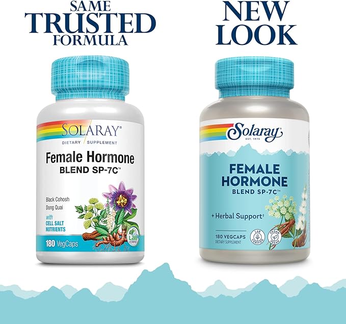 Solaray Female Hormone Blend SP-7C, Herbal Blend Includes Black Cohosh, Dong Quai, Passion Flower, Saw Palmetto, Wild Yam & More 180 VegCaps