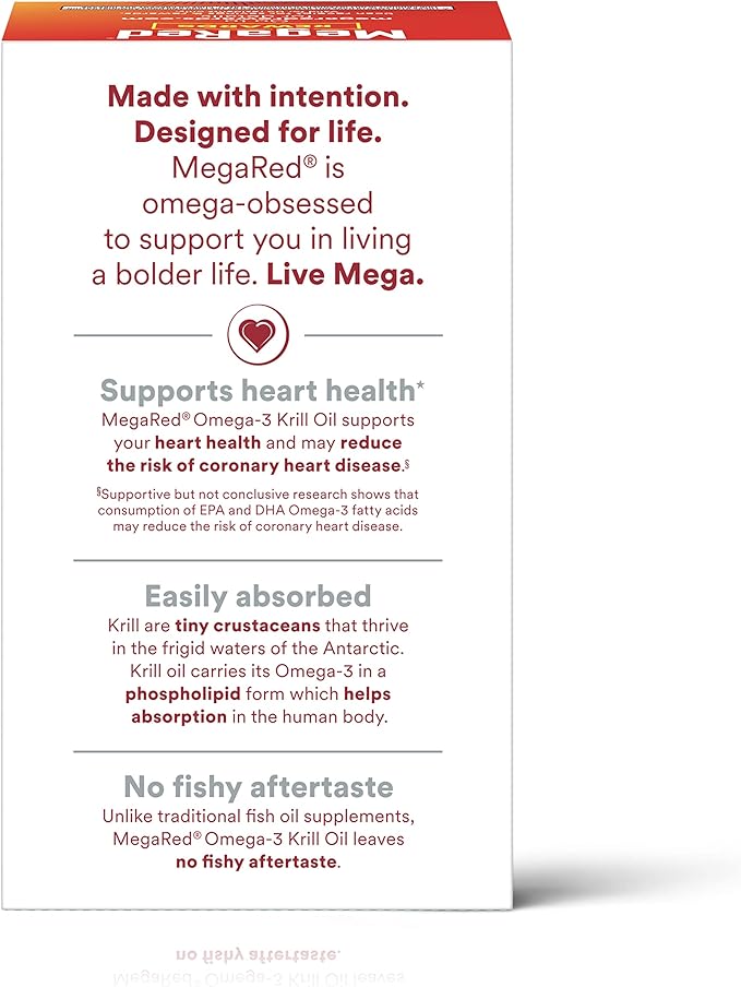 MegaRed #1 Doctor Recommended Krill Oil Brand 1000mg Omega 3 Supplement 60 Softgels