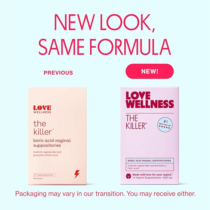 Love Wellness The Killer | Boric Acid Suppositories for Women | Vaginal Suppository for Healthy pH Balance & Vaginal Odor Control to Promote Fresh Scent | Vaginal Health Support | 28 Count