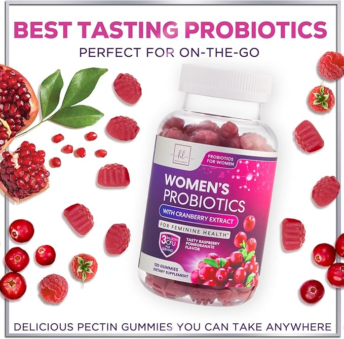 Women's Probiotic - Probiotics for Women Gummy for Digestive Health, Vaginal pH, Urinary & Immune Health Support, 3 Billion CFU w/Cranberry, Probiotic & Prebiotic Gummies for Women - 120 Gummies
