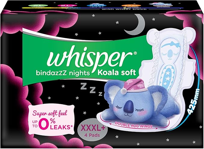Whisper Bindazzz Nights Koala Soft Sanitary 4 Napkins
