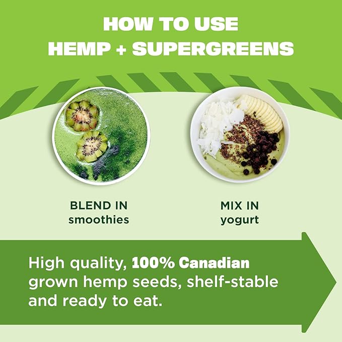 Manitoba Harvest Organic Hemp & Supergreens 7.5 oz 6g of 3g of 8 Essential