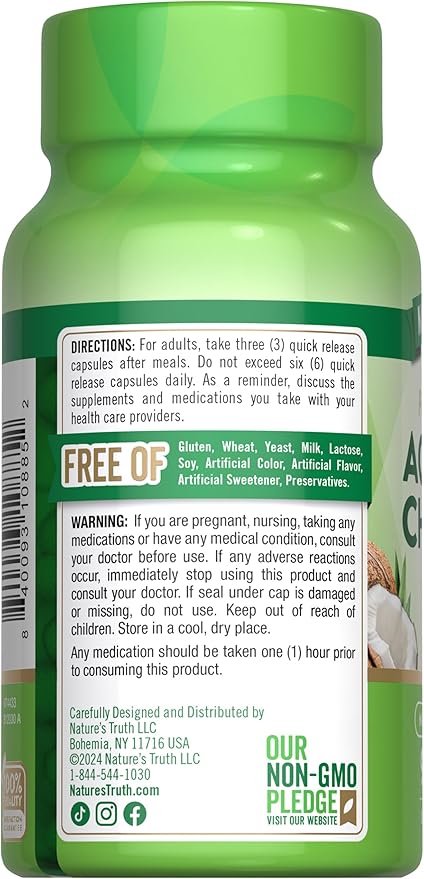 Nature's Truth Activated Charcoal Capsules | 90 Count | Non-GMO & Gluten Free Supplement