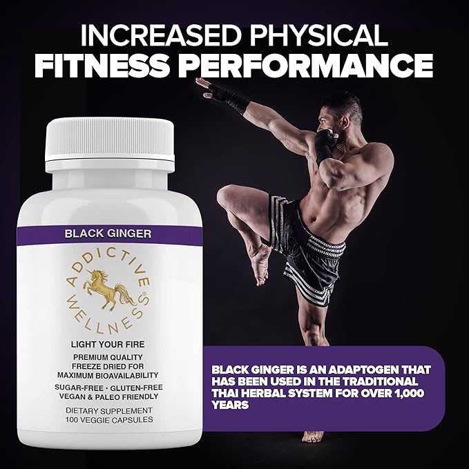 Addictive Wellness Thai Black Ginger 450mg, Vegan 100 Count