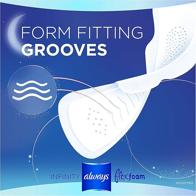 Always Infinity Feminine Pads For Women, 5 Extra 22 Count 6 Packs (132 Count