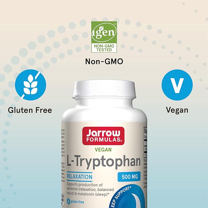 Jarrow Formulas L-Tryptophan, 500 mg Dietary 60 Capsules, 60 Day