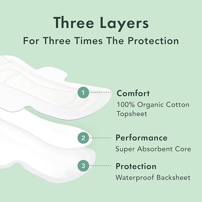 Rael Pads for Women, Organic Cotton 42 Count)