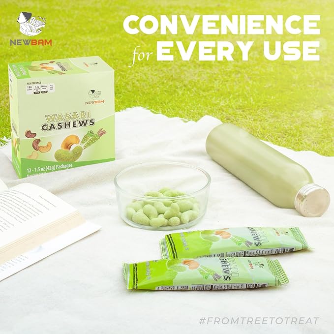 NEWBAM - Wasabi Cashews Nut Snacks 12 Individual (1.5oz per