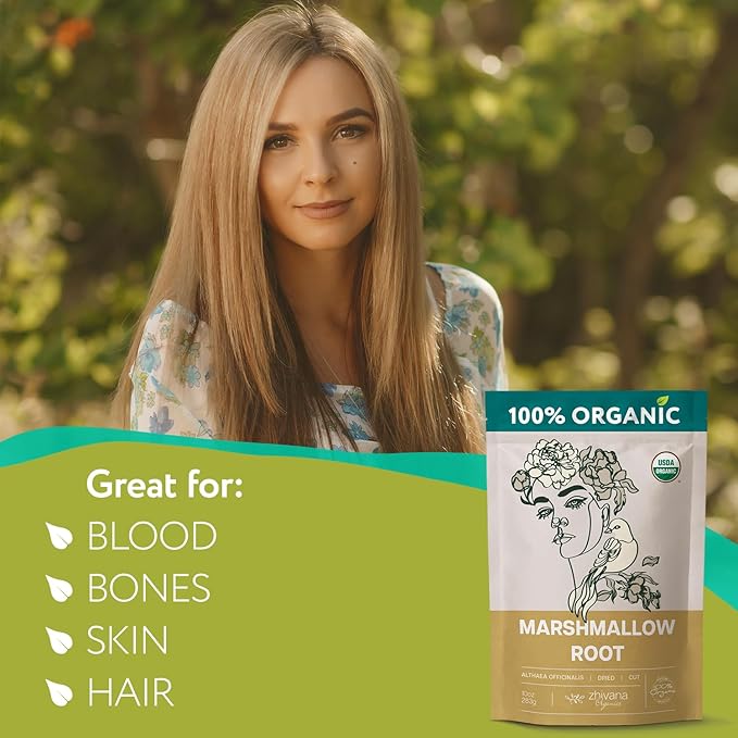 Marshmallow Root Tea Organic - Marshmellow Root Plant - Dried Althea Herb - Throat Coat Tea - Large Bag 10 Ounces