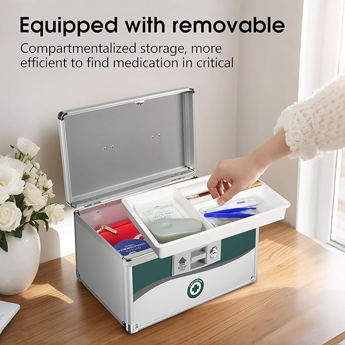 Medicine Lock Box, medication lock box,locking 10x6.7x6.7 Inch,First