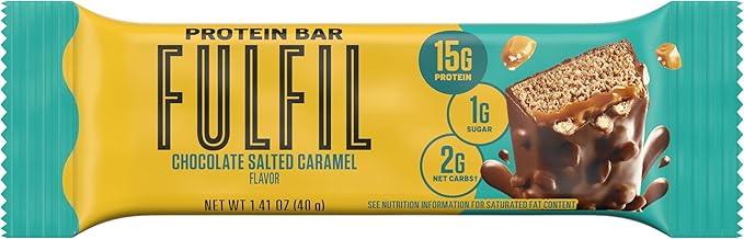 FULFIL Protein Snack Bars, Chocolate Salted Caramel, 15g Protein, Pantry Staples, 12 Count