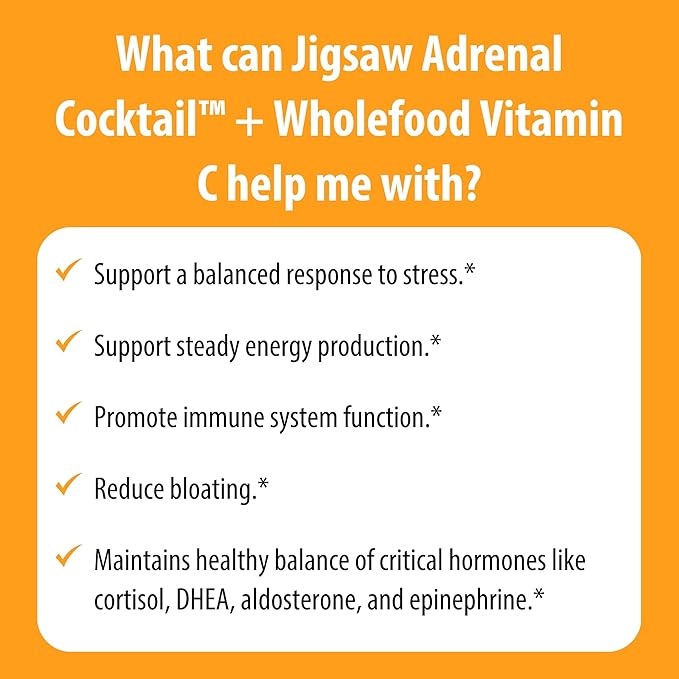 Jigsaw Health Adrenal Cocktail + Wholefood Vitamin C | with Potassium Bicarbonate, Sea Salt, and Acerola Cherry Extract | 60 Servings (Packets)