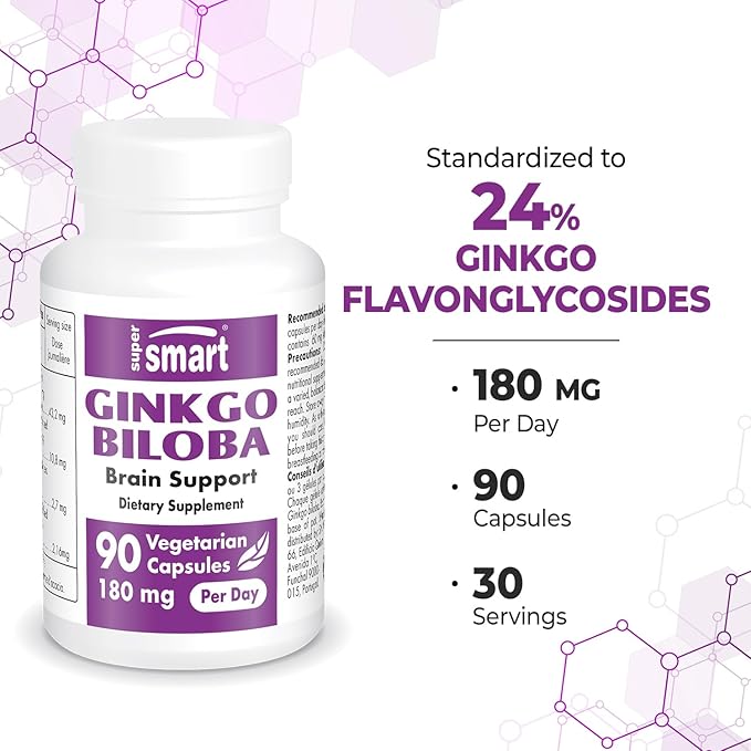 Supersmart - Ginkgo Biloba 180 mg 24% Ginkgo 90 Vegetarian