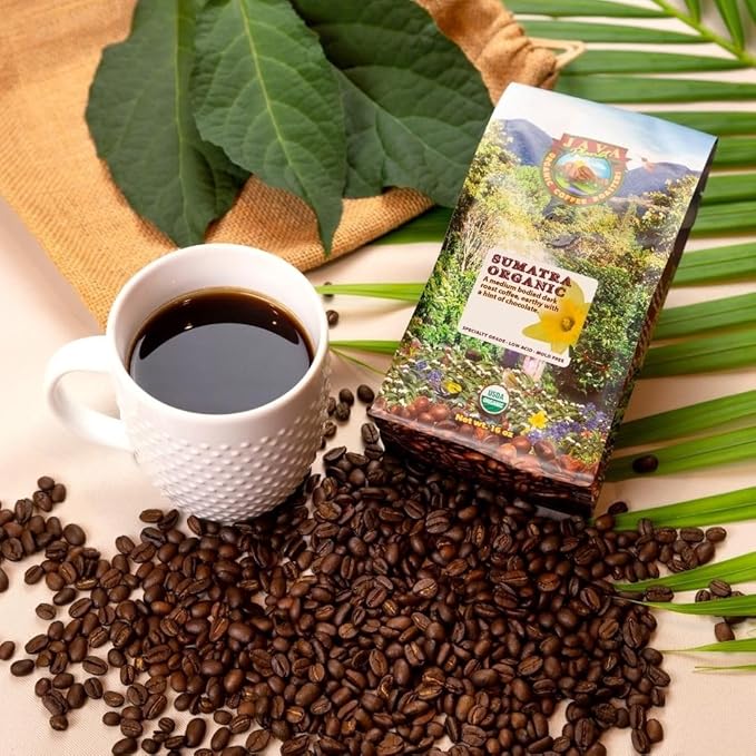 Java Planet Organic, Sumatra Single Origin Dark Roast, Smooth Full Flavored Organic Coffee Beans, Low Acid, Whole Bean Coffee Two 1LB Bags