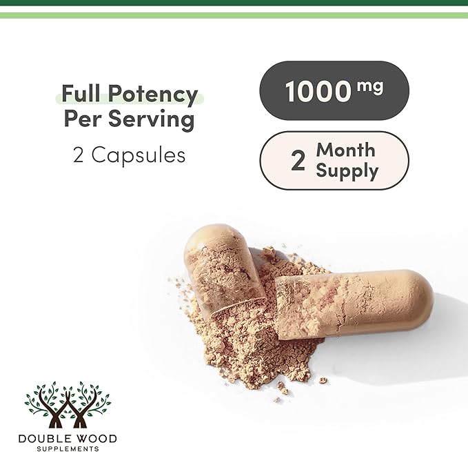 Turkey Tail Mushroom Supplement (120 Capsules - 2 Month Supply) (Coriolus Versicolor) Comprehensive Immune System Support, Non-GMO, Gluten Free, Grown and Encapsulated in The USA by Double Wood