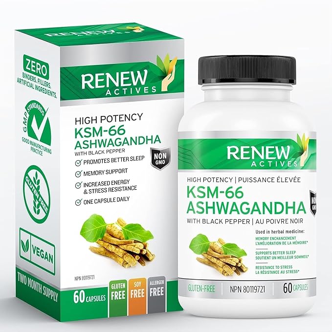 Renew Actives Ashwagandha KSM-66 Capsules 60 Capsules