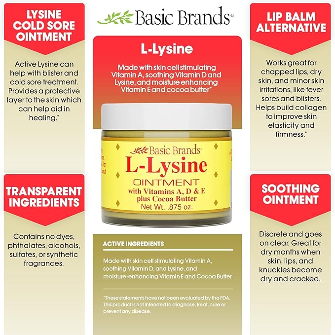 Basic Brands L-Lysine Ointment, Cold Sore 0.875 oz 1)