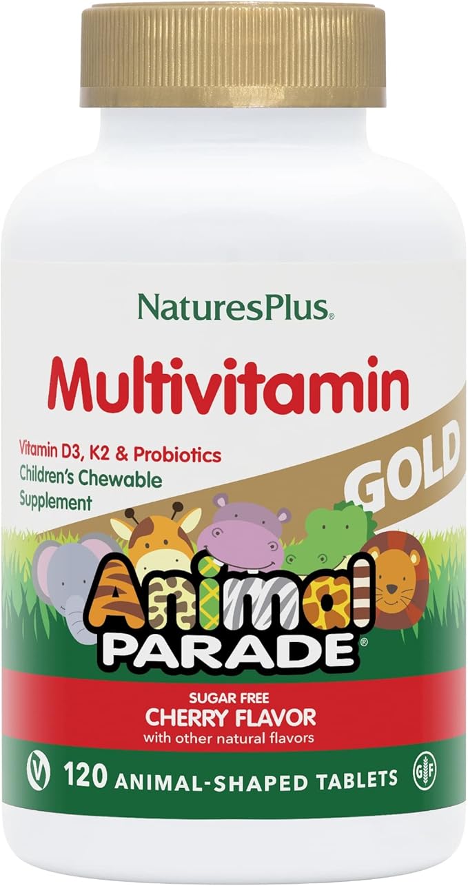 Natures Plus Animal Parade Gold Children's 60 Animal D3, K2 K2 & 120 Servings