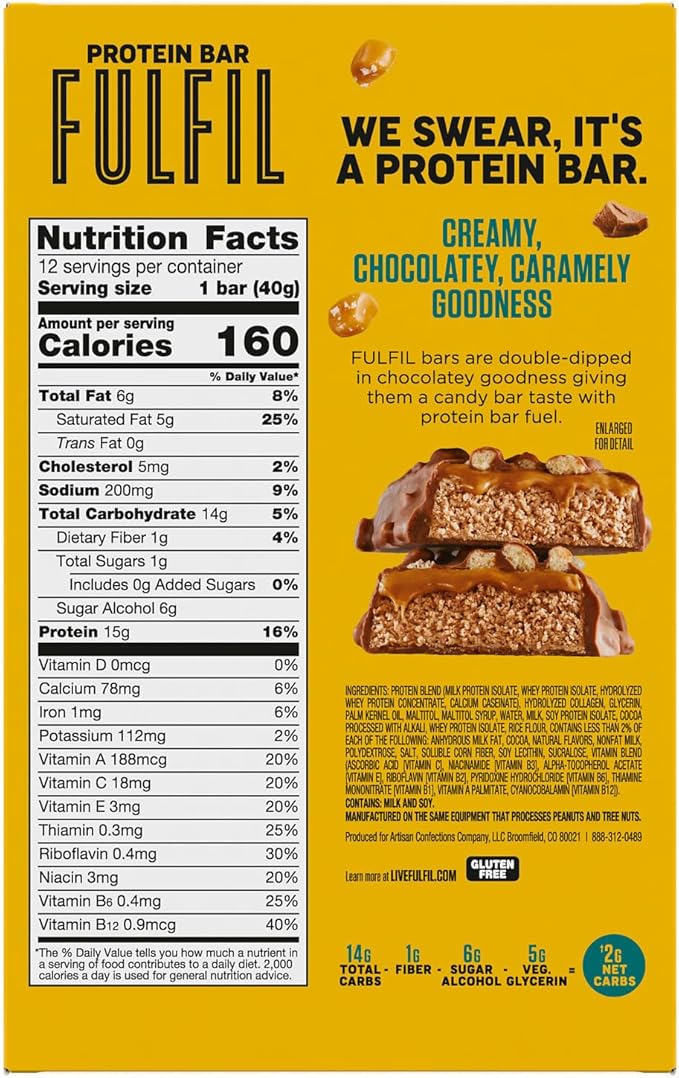 FULFIL Protein Snack Bars, Best Sellers Variety Pack,15g Protein, Pantry Staples, 12 Count