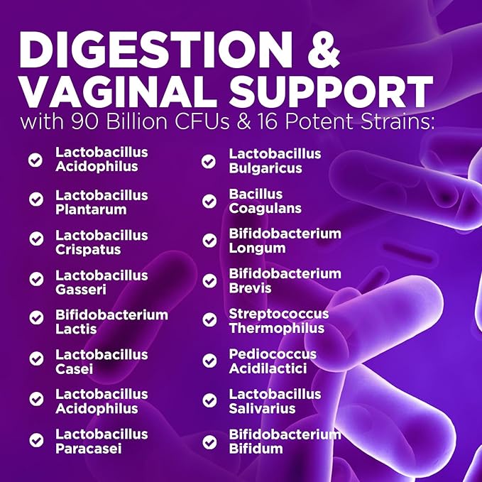 Daily Probiotics for Women - PH Balance, Digestive, UT, & Feminine Health Support, 90 Billion CFU Vaginal Probiotics with Prebiotics, 16 Strains with Cranberry, Pro Biotics for Women, 60 Capsules