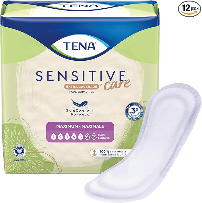 TENA Sensitive Maximum Long Bladder Control 12 Count, 1 Pack