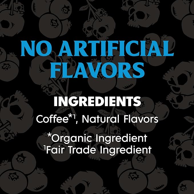 Death Wish Coffee, Single Serve Coffee Pods - Fair Trade - Blue and Buried: Blueberry Vanilla Flavored