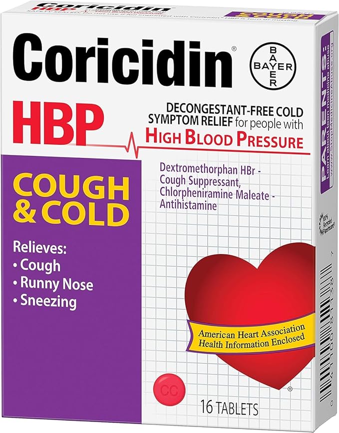 Coricidin HBP Antihistamine Cough & Cold 16 Tablets 5)
