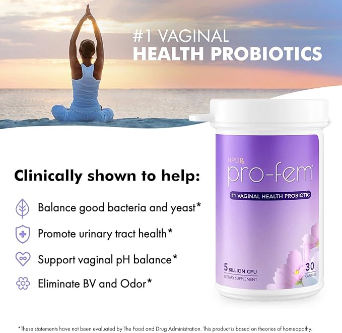 Pro-Fem #1 Vaginal Health Probiotic | Vaginal Probiotics | Clinically Proven to Promote Yeast & PH Balance, Urinary Tract Health | Feminine Probiotics | Works in 7 Days | 30 Capsules | 2-Pack