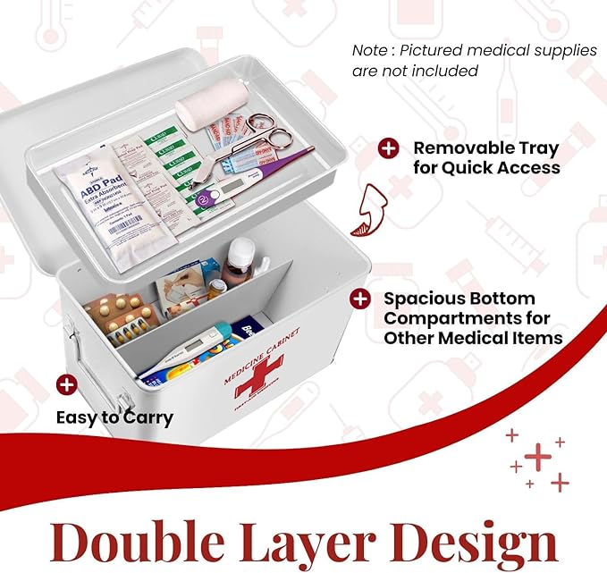 Flexzion First Aid Box Organizer Empty 13" White