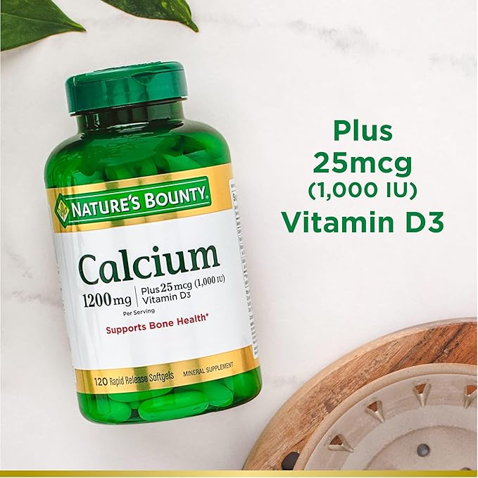 Nature's Bounty Nature's Bounty Calcium 1200 mg with Vitamin D3 - Bone Health Softgels, Calcium and Vitamin D Supplement, 120 Ct (2-Pack)