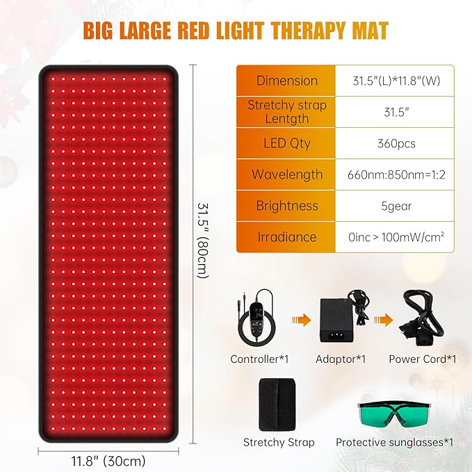 LED Red Light Therapy Pad 360pcs 660nm and 850nm Red