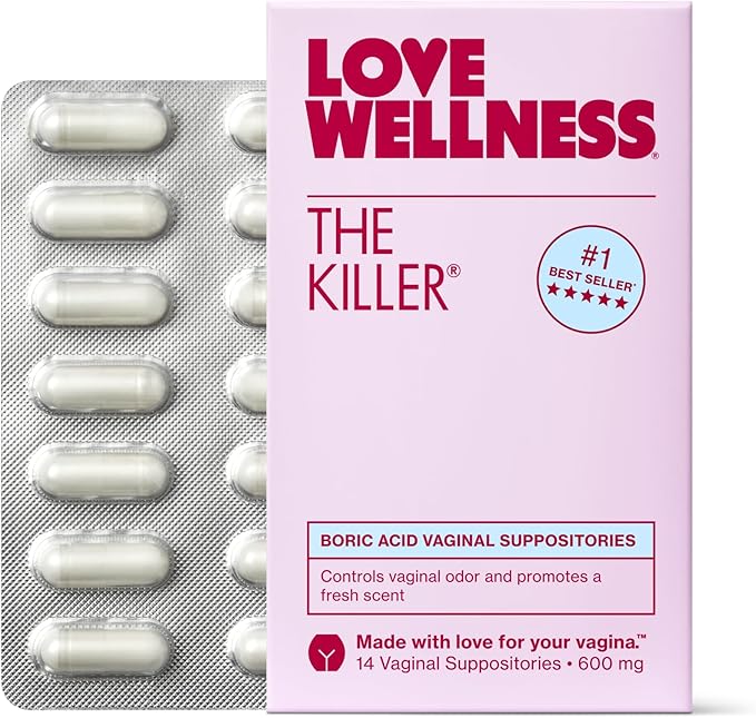 Love Wellness The Killer | Boric Acid Suppositories for Women | Vaginal Suppository for Healthy pH Balance & Vaginal Odor Control to Promote Fresh Scent | Vaginal Health Support | 14 Count