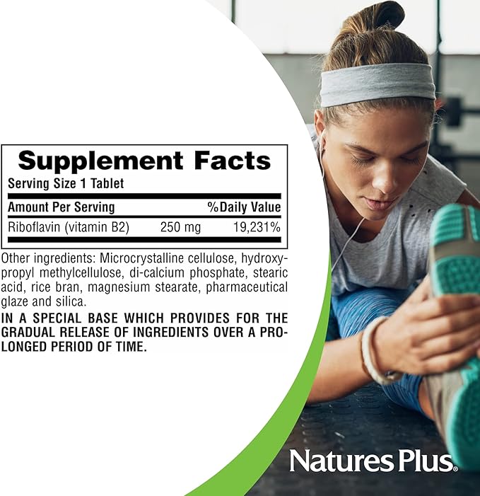 Natures Plus Vitamin B2 (Riboflavin) 250 mg, 60 Vegetarian 60 Servings