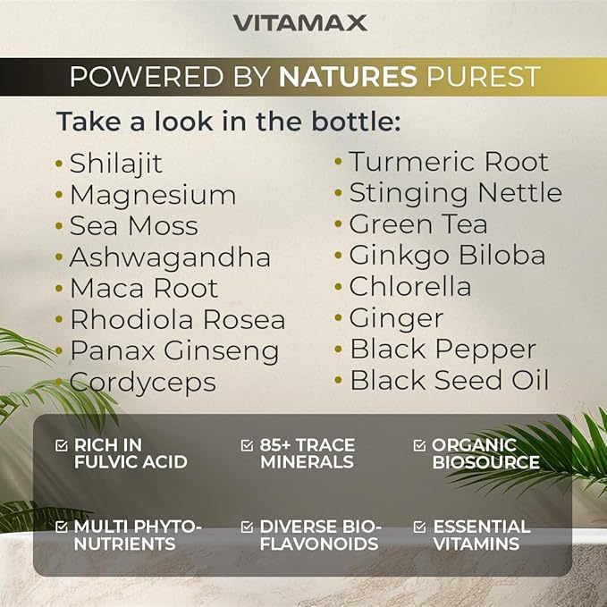 Pure Himalayan Shilajit Supplement 10,000mg Ashwagandha 6,000mg Sea 2,000mg Rhodiola 1000MG Gingko 500mg Trace (60 Count 1))
