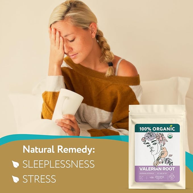 Zhivana Organics Organic Valerian Root Tea (Pack of 2) - Valarian Root Herb - Sleep Longer & Better - Support Nervous System, Lower Stress Levels - 8 Ounces
