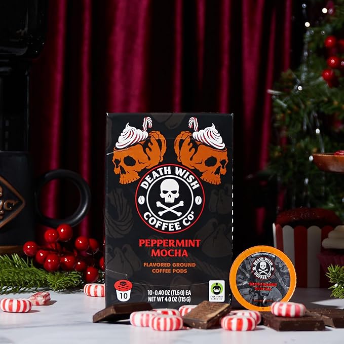 Death Wish Coffee, Peppermint Mocha Flavored Coffee Pods (30 Count)