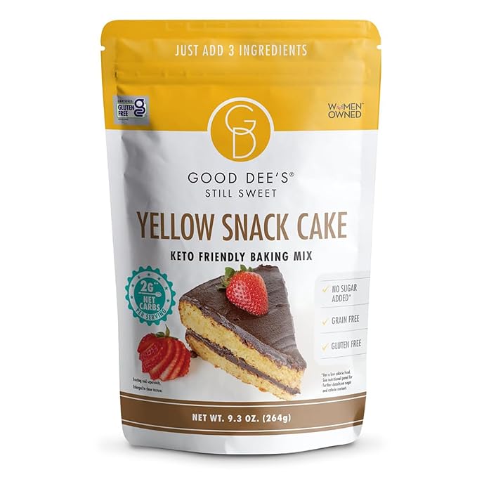 Good Dee's Keto Yellow Snack Cake Mix, Gluten Free, No Added Sugar, Gluten Free, Grain-Free, Soy-Free, Diabetic, Atkins & WW Friendly (2g Net Carbs, 12 Serving)