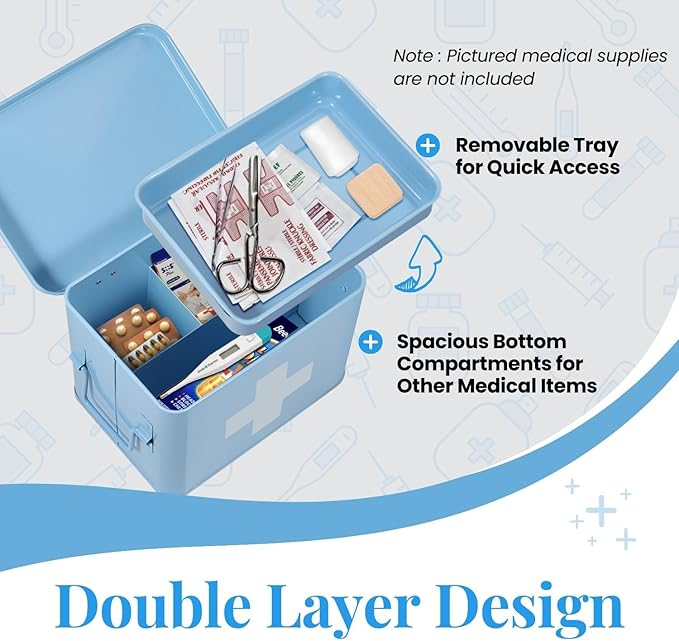 Flexzion First Aid Box Organizer, Empty 8.5 Inch