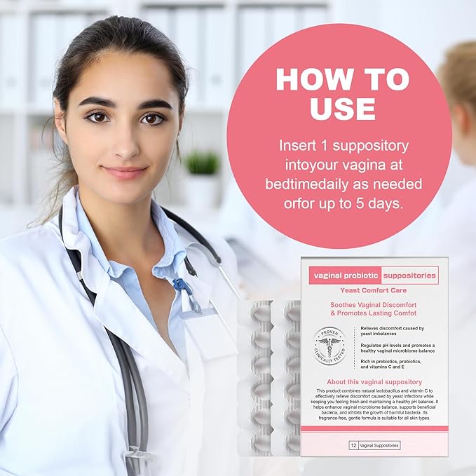 Nahid Vaginal probiotic Suppository, hyaluronic Acid Suppositories, Vaginal moisturizer, PH Balance, Restores Healthy Vaginal Odor, Yeast Comfort Care (12 Inserts)