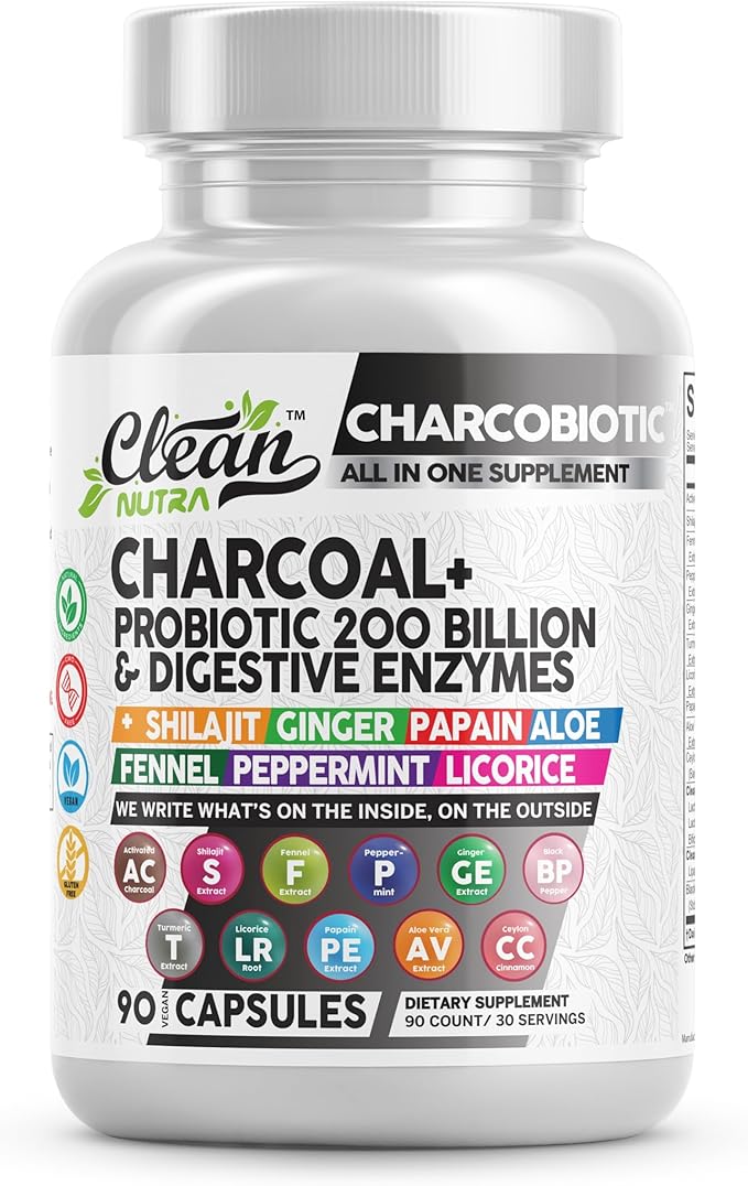 Clean Nutra Activated Charcoal Capsules Shilajit 5000mg Pills 200 Billion