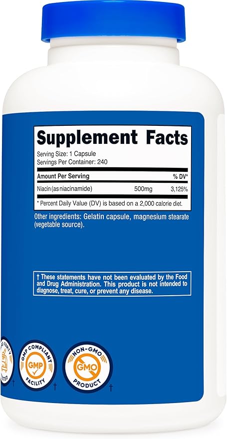 Nutricost Niacinamide (Vitamin B3) 500mg, 240 Capsules - Non-GMO, Gluten Free, Flush Free Vitamin B3
