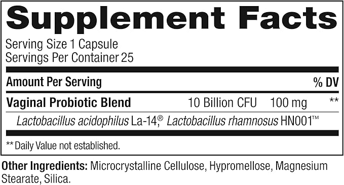 OLLY Happy Hoo-Ha Capsules, Probiotic for Women, Vaginal Health and pH Balance, 10 Billion CFU, Gluten Free - 25 Count