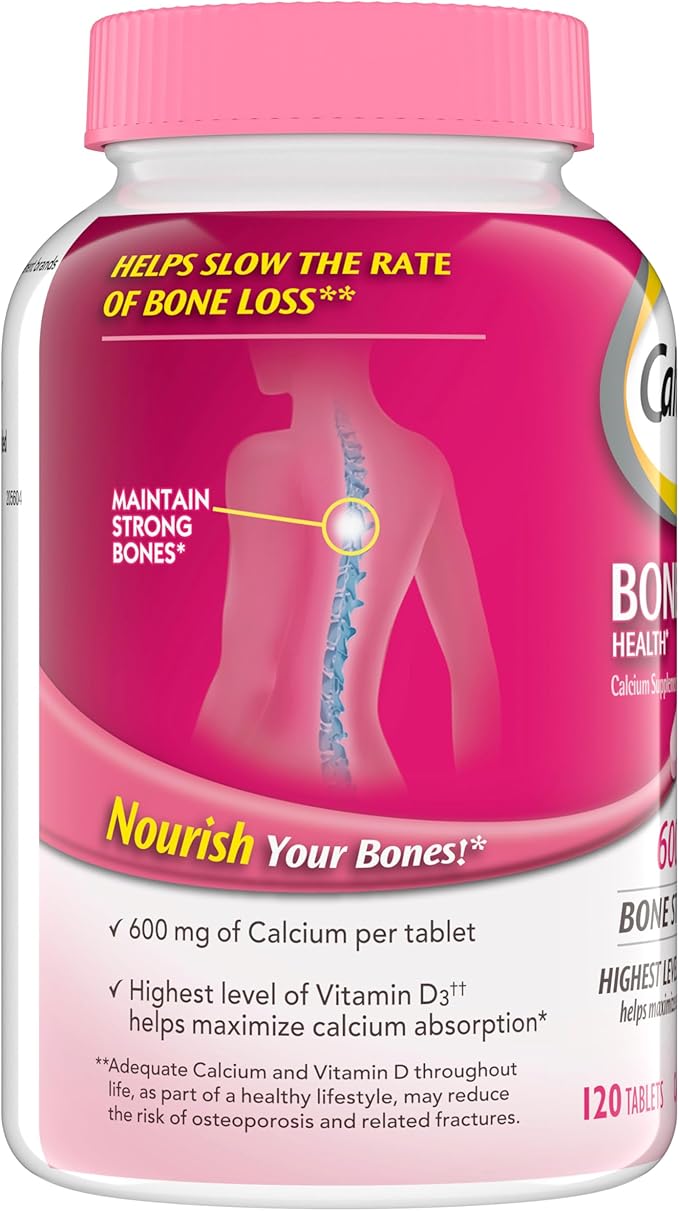 Caltrate 600 Plus D3 Calcium and Vitamin D Supplement Tablets, Bone Health Supplements for Adults - 120 Count