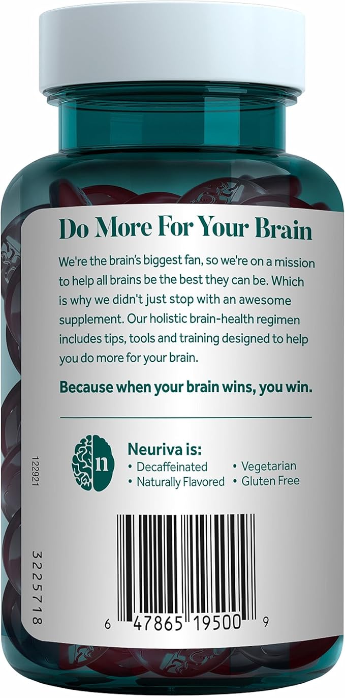NEURIVA Original Brain Supplement for Memory, Focus & Concentration + Learning & Accuracy with Clinically Tested Nootropics Phosphatidylserine and Neurofactor, Strawberry Flavor, 50 Gummies